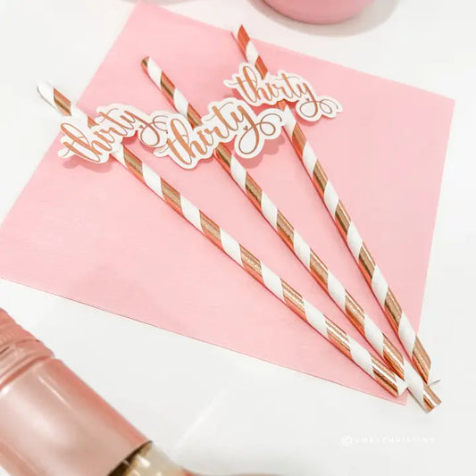 Thirty Glitter Paper Straws (12-Pack) – 30th Birthday