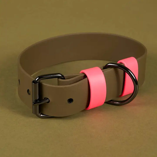 Biothane Collar in Olive-Pink
