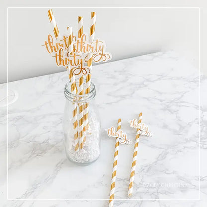 Thirty Glitter Paper Straws (12-Pack) – 30th Birthday