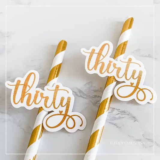 Thirty Glitter Paper Straws (12-Pack) – 30th Birthday